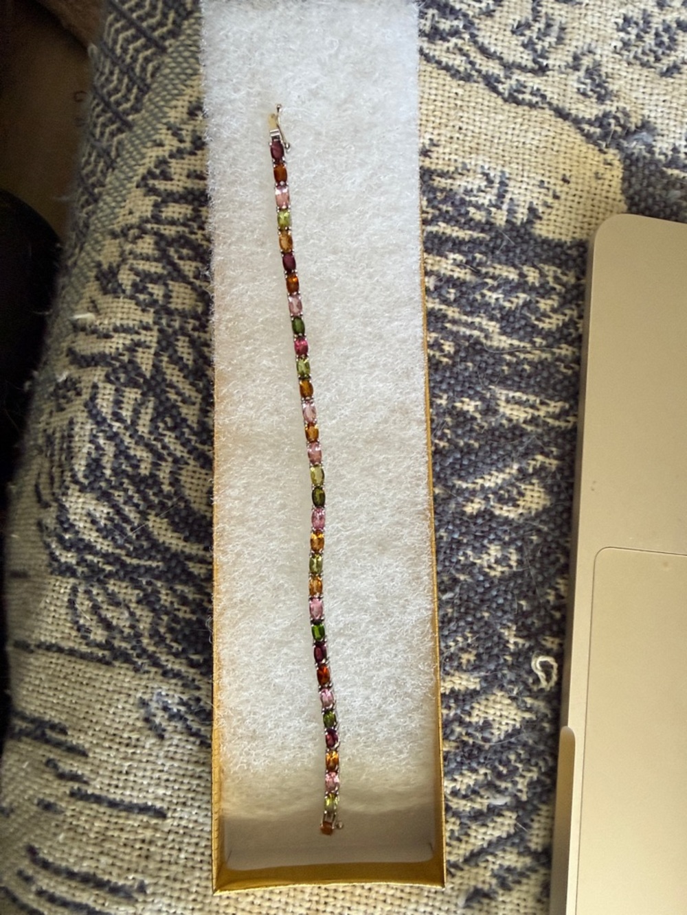 Sterling Silver Bracelet Multicolor Gemstones - Tourmaline approximately 6-3/4 L - Picture 5 of 5